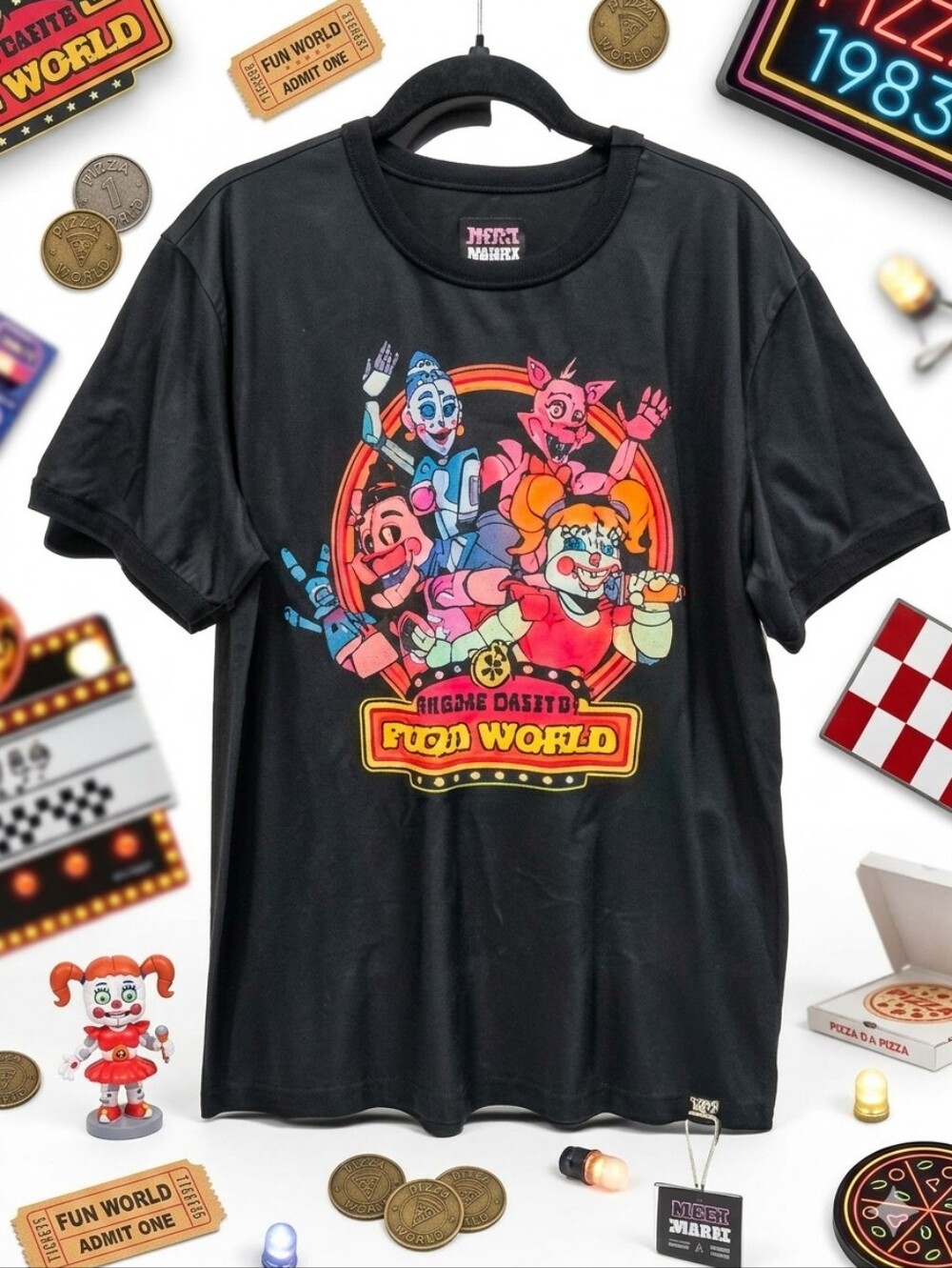 437 NWT Five Nights at Freddy's "Circus Baby's Pizza World" T-Shirt M